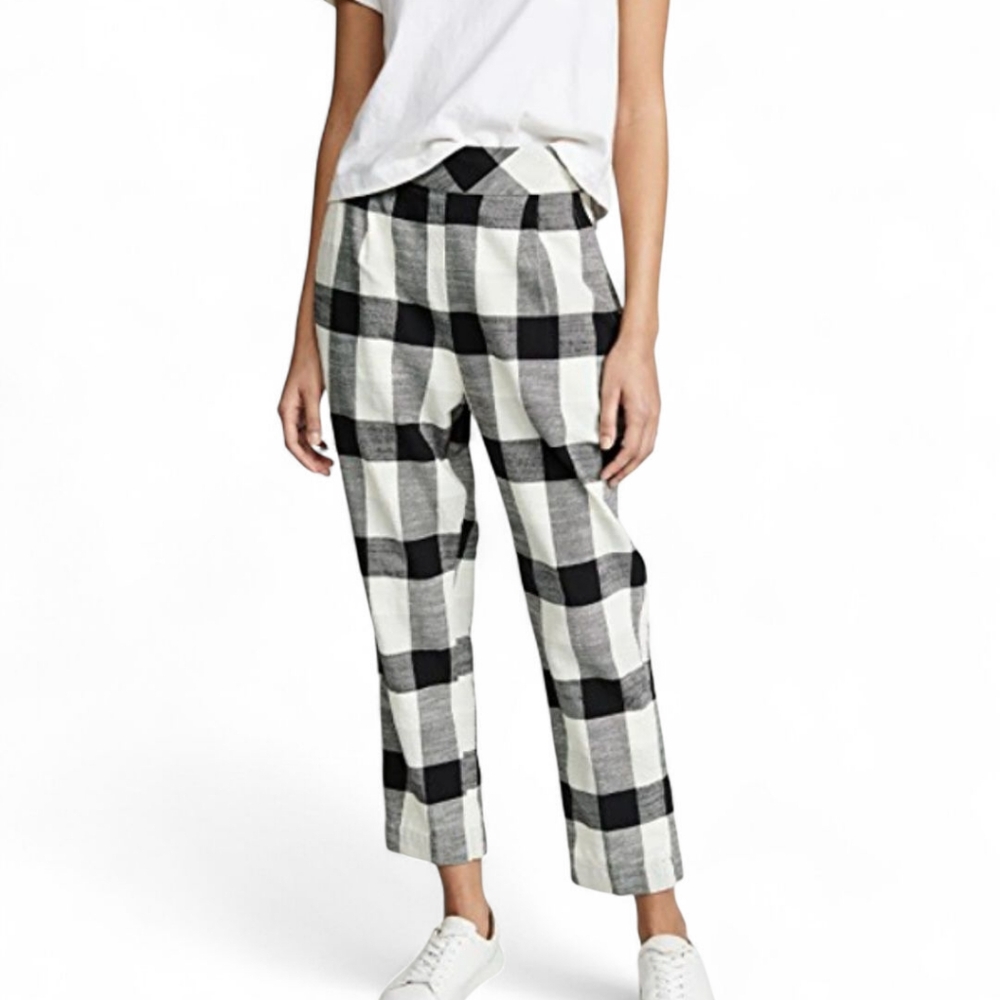 Free People Black and White Checkered Cropped Pants